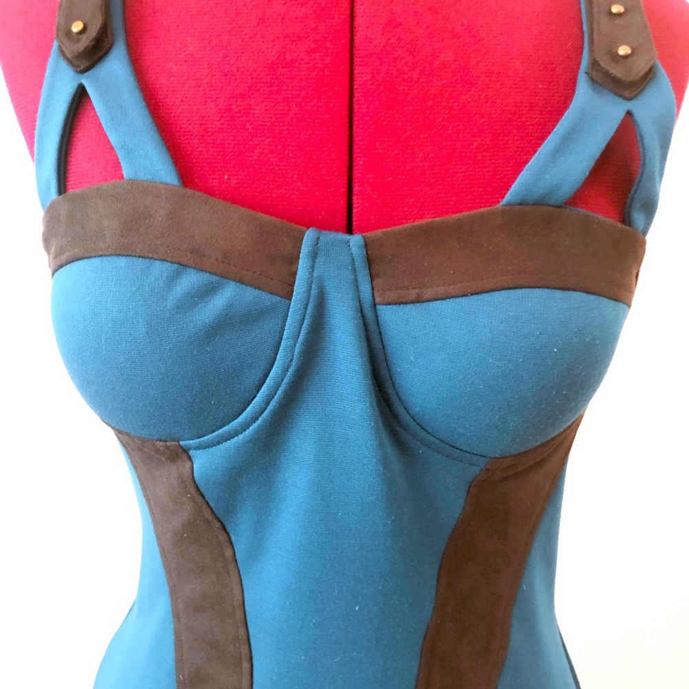 Era by Kymerah bodycon Bustier teal black dress.